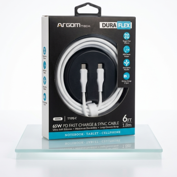 ARGOMTECH CABLE C TO C 65W 1.8M, BLANCO